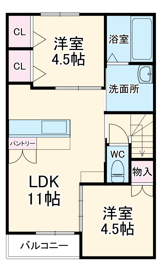 風とみどりのカシェット 響 - HIBIKI・201号室の間取り