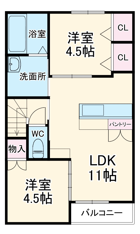 風とみどりのカシェット 響 - HIBIKI・202号室の間取り