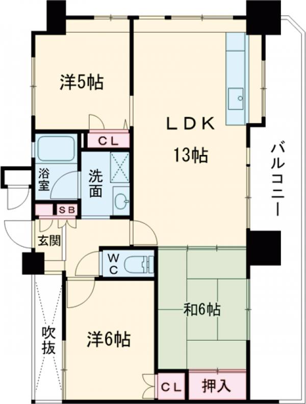 203号室の間取り
