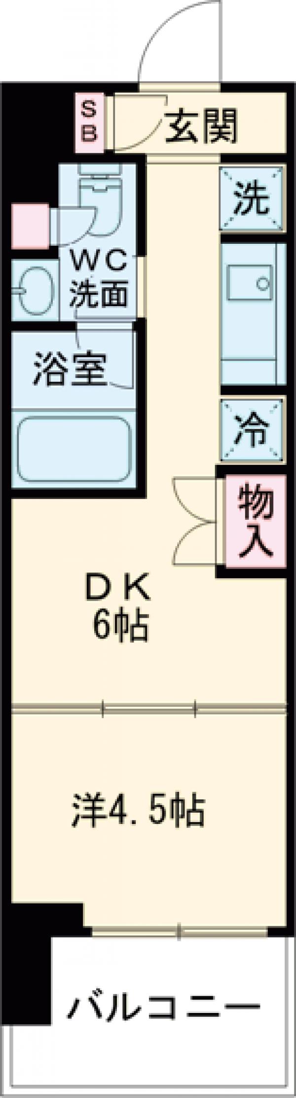 ウエリスアーバン水天宮前・816号室の間取り