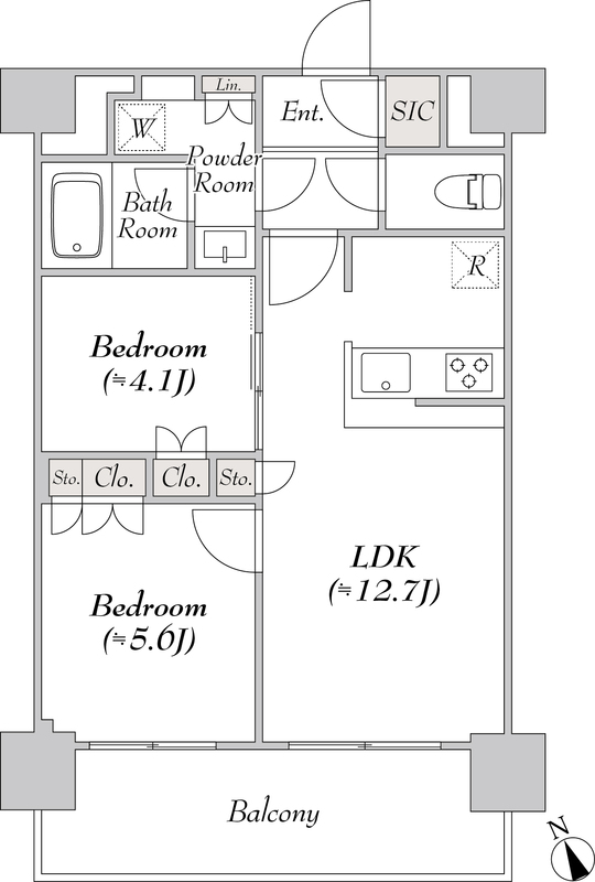 ウエリスアーバン水天宮前・1308号室の間取り