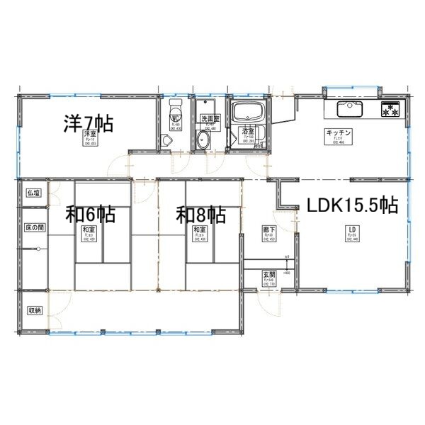 大口町奈良子1-85貸家の間取り