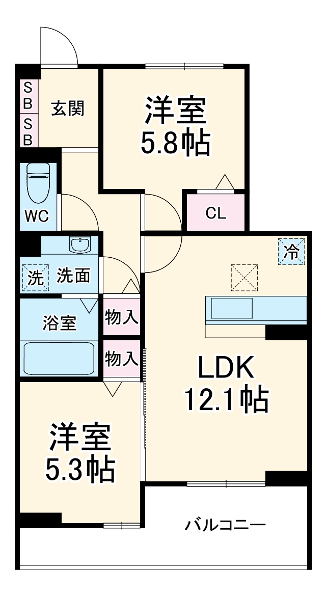 (仮)D-ROOM八幡町の間取り