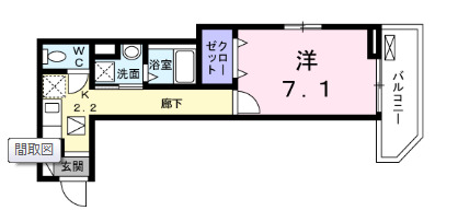 ラピス　ウィークス・01010号室の間取り