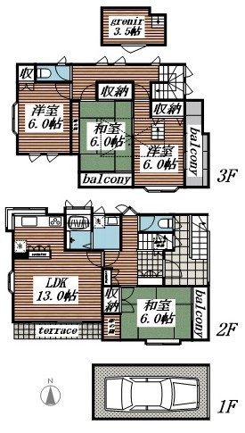 泉区中田東1丁目貸家の間取り