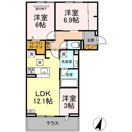 リシェスみのり台 B棟の間取り