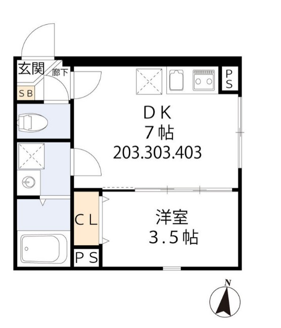 グラシア・ベイ大森・203号室の間取り