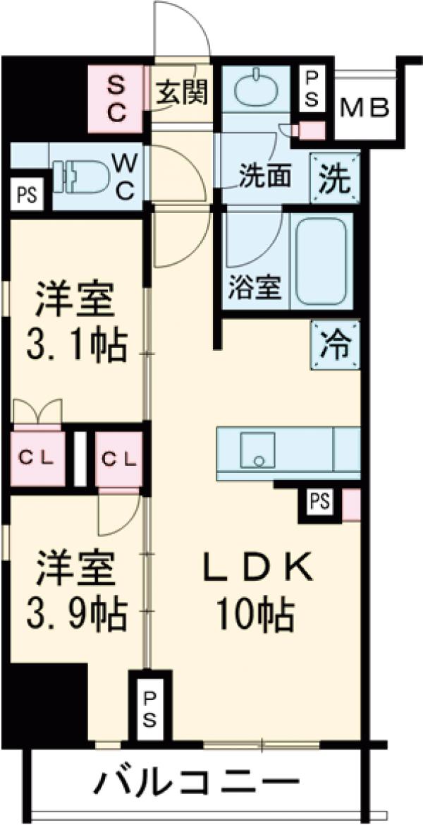 プレディアコート錦糸町スカイビューの間取り