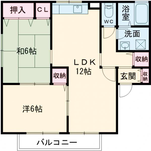 プレーヌ陽東B棟の間取り