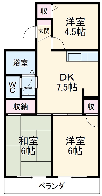 大字円正寺の完工年月(1993年7月)築の賃貸アパートの間取り