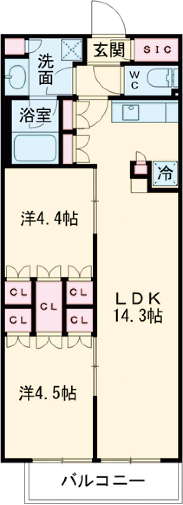 ブランシエスタ目黒中央町・406号室の間取り