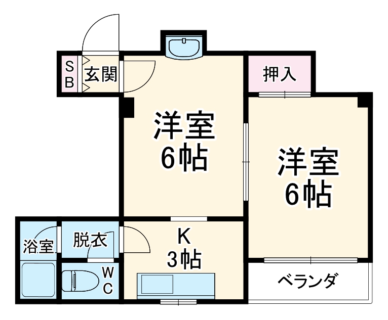 下新庄の完工年月(1986年12月)築の賃貸マンションの間取り