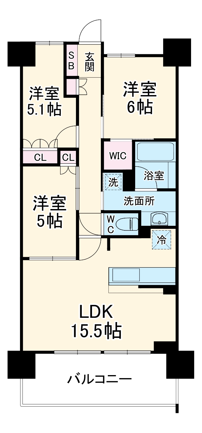 ライオンズ茨木総持寺ステーショングランの間取り