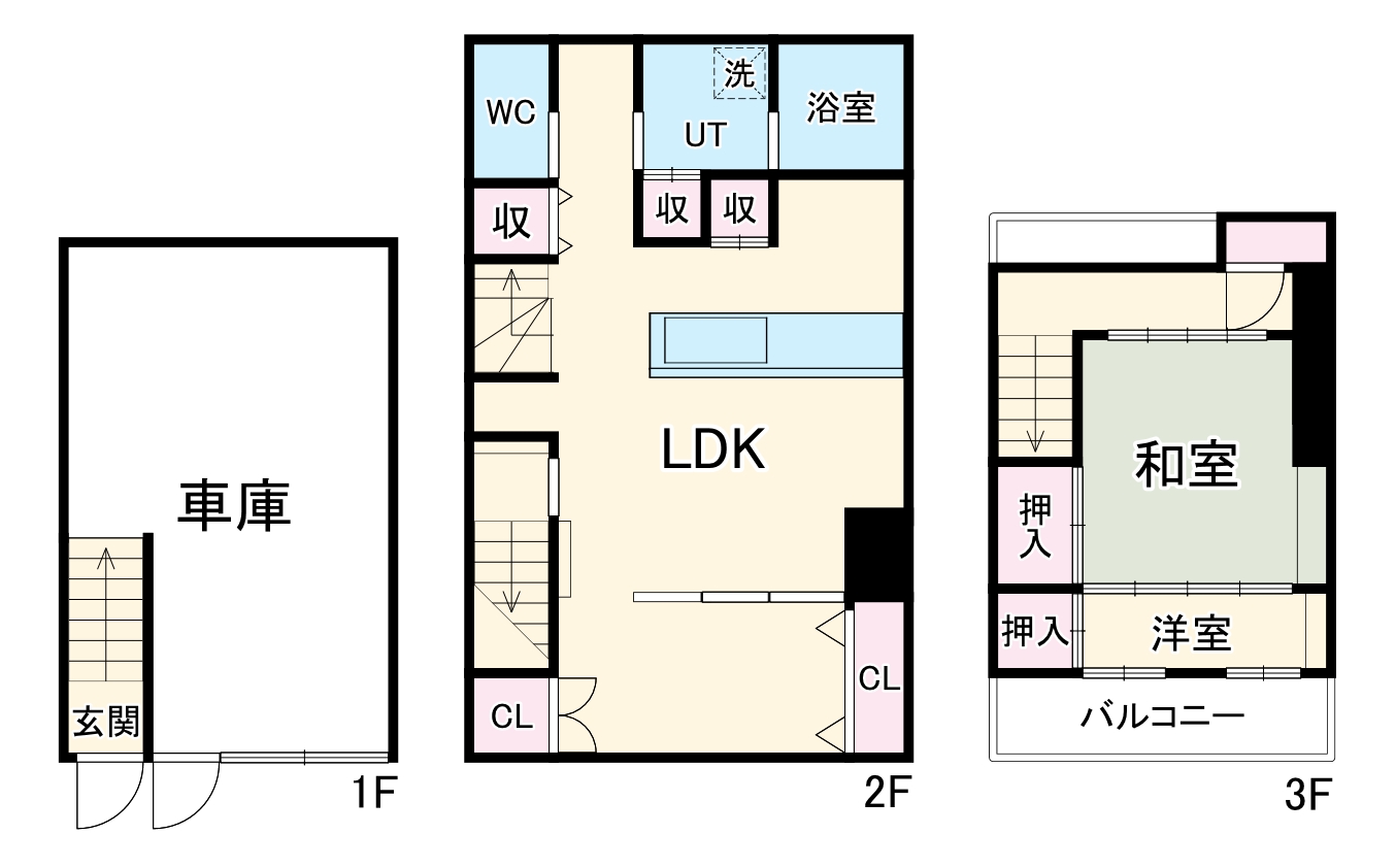 クラフト徹明通(ガレージ付き戸建て賃貸)の間取り