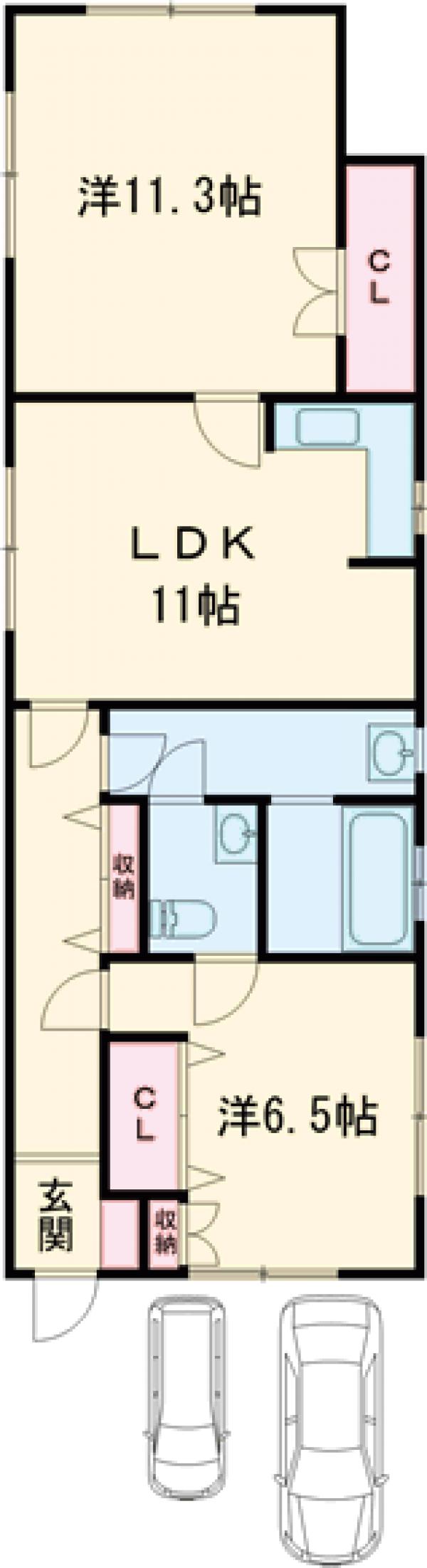 園部町美園町4号貸家の間取り