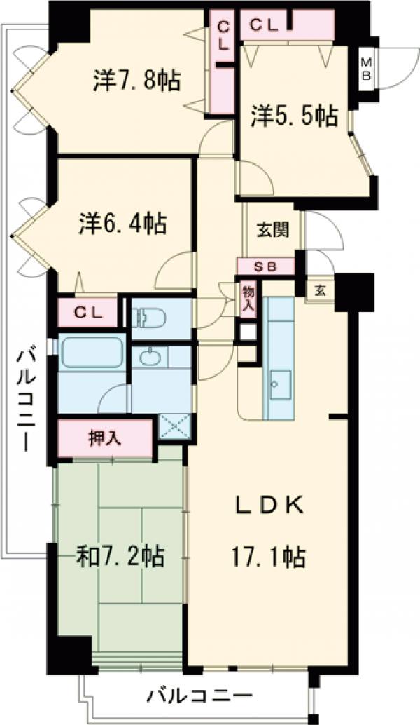 コアマンション春日大谷Ⅱの間取り
