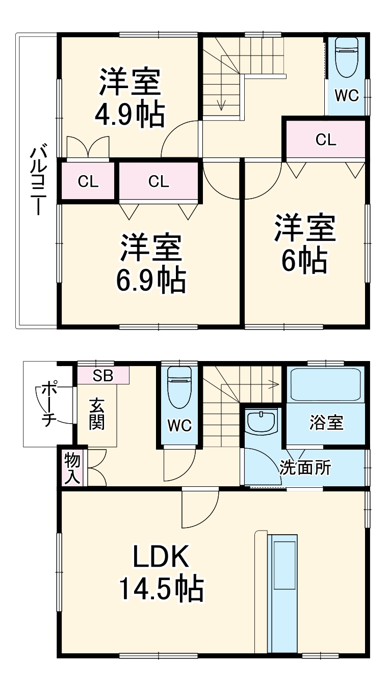 千代田小俣賃貸住宅 A棟の間取り