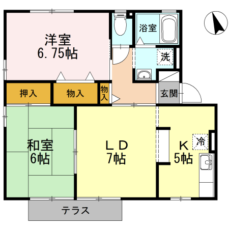 ハイカムールなつめ Aの間取り