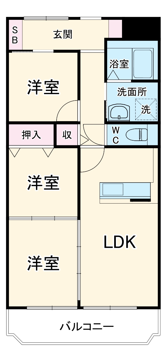 姫里の完工年月(1984年12月)築の賃貸マンションの間取り