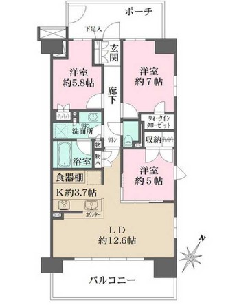 ザ・パークハウスオイコス赤羽志茂フォーススクエアの間取り