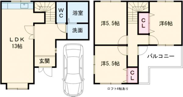 羽束師菱川町貸家の間取り