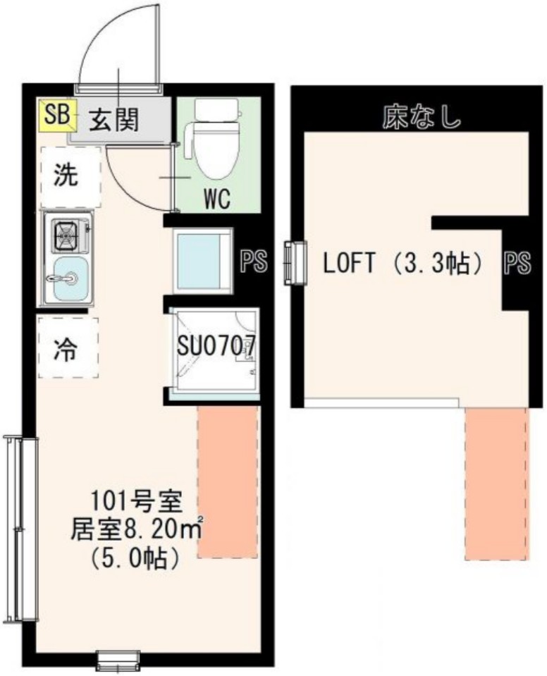 アカリテラス板橋本町・101号室の間取り