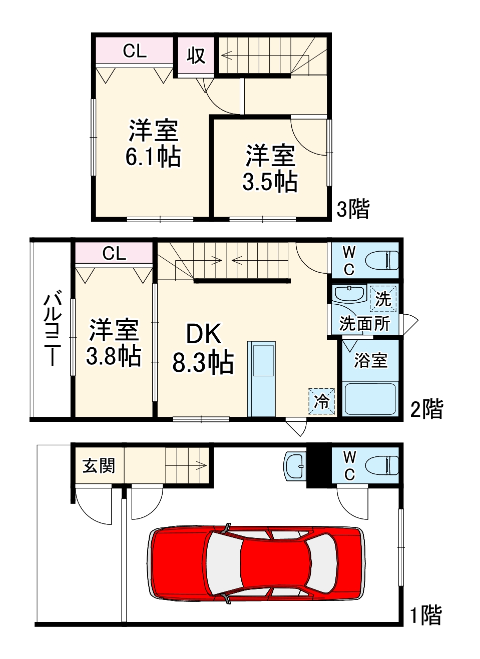 平田の完工年月(2025年6月)築の賃貸一戸建ての間取り