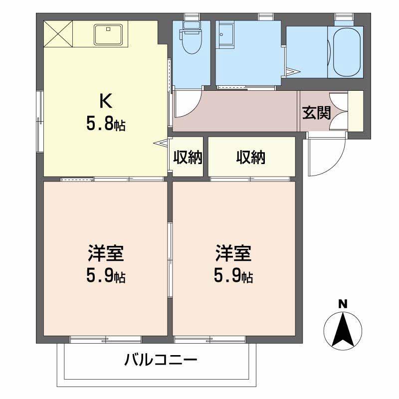 モンシェリ2番館 Bの間取り