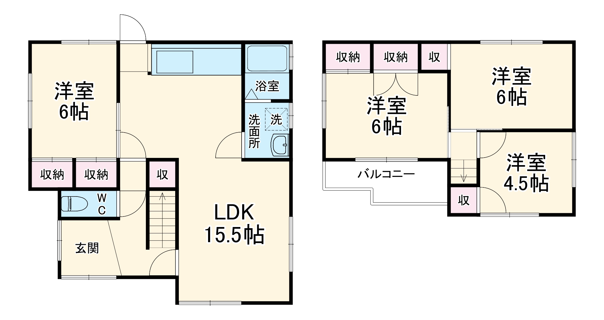 東畦野山手1丁目貸家の間取り
