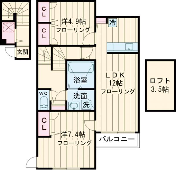 シャルム大岡山・202号室の間取り