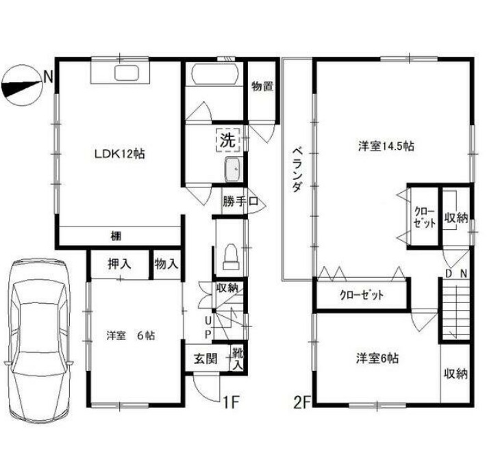 大野貸家 2号棟の間取り