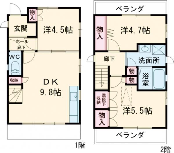 太秦西蜂岡町貸家の間取り