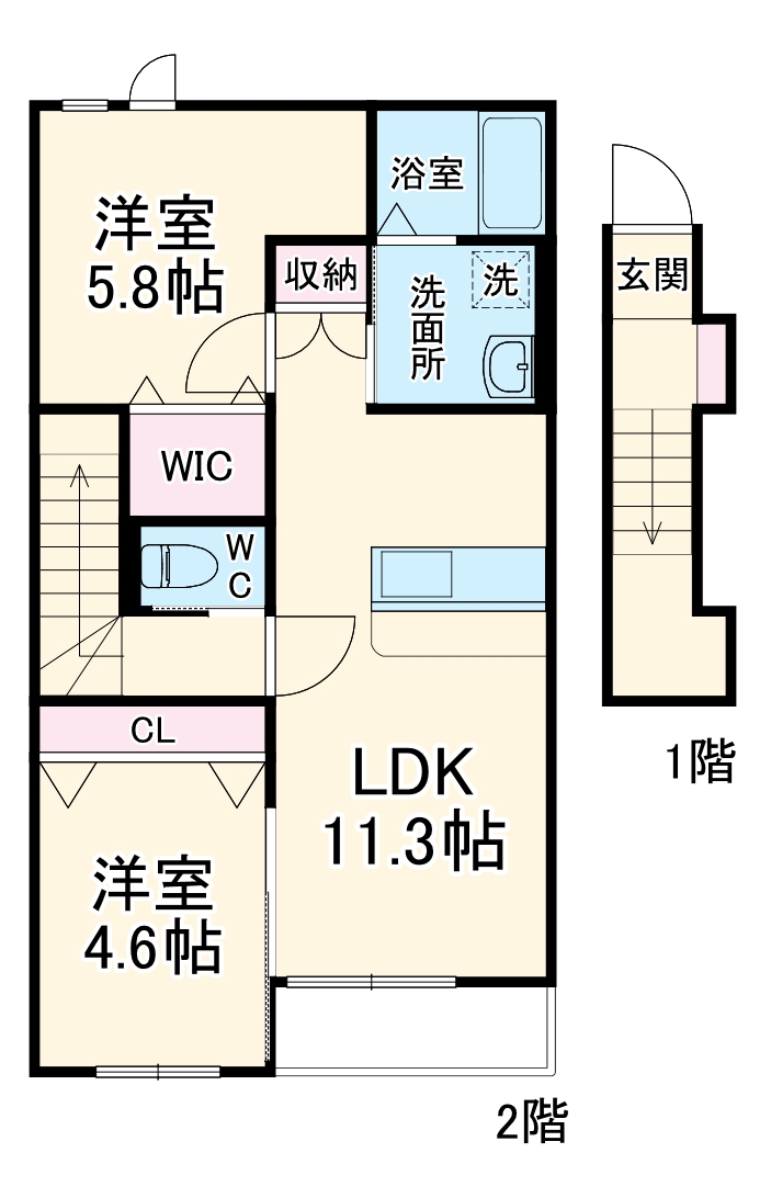 (仮称)豊中市豊南町南賃貸アパートの間取り