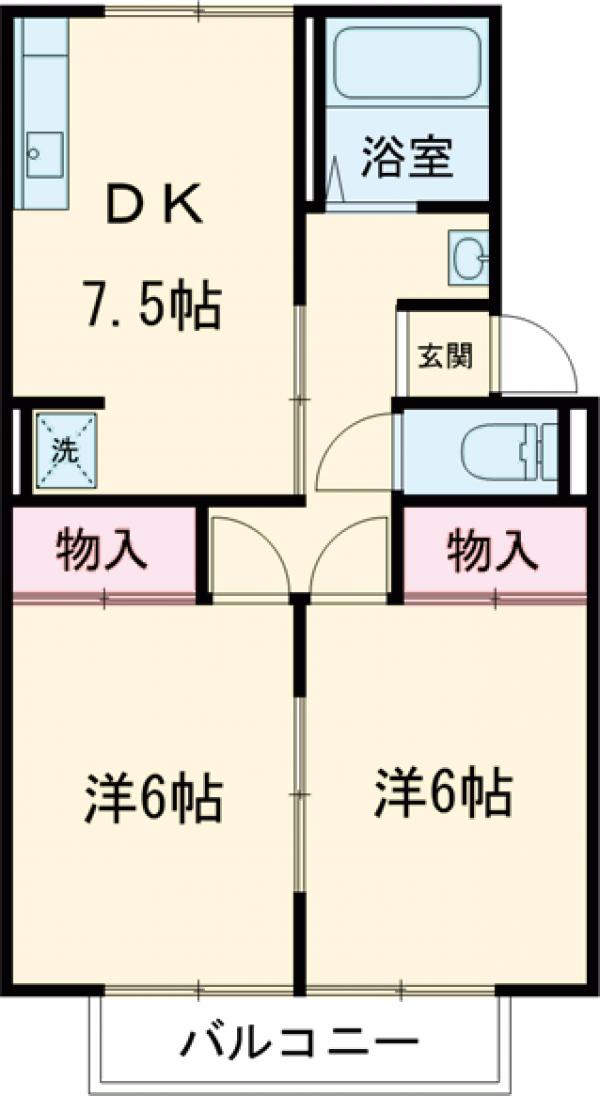 コーポラス宇東Aの間取り