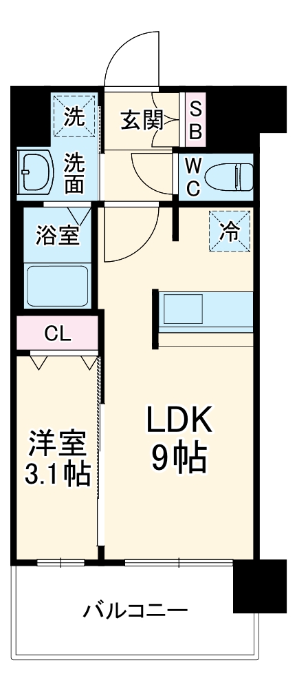 プレサンス京橋GREEN YARDアルミラの間取り