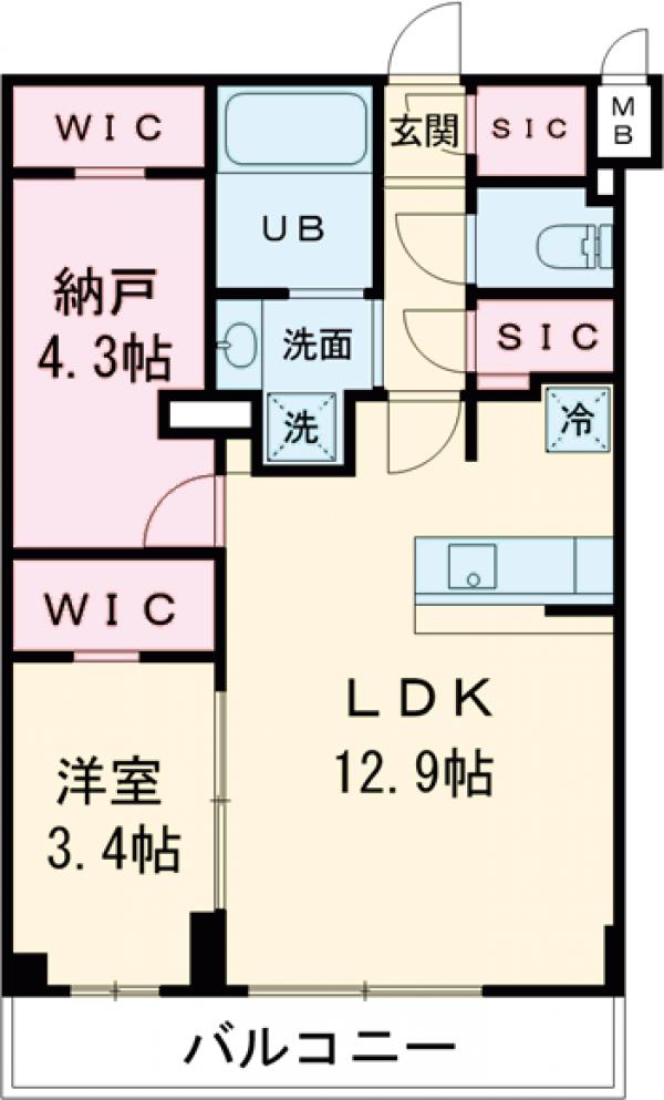 アジールコート都立大学・303号室の間取り