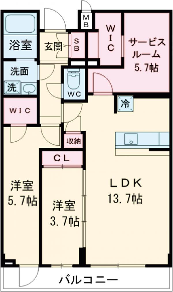 アジールコート都立大学・402号室の間取り