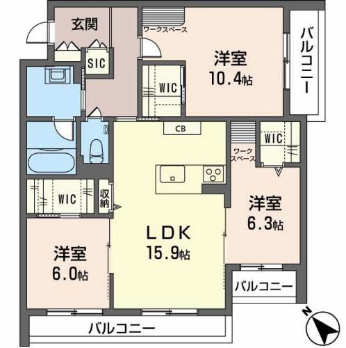 シャーメゾンミラまちの間取り