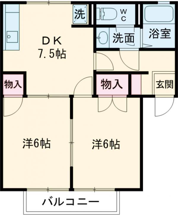 コーポ免の内A棟の間取り