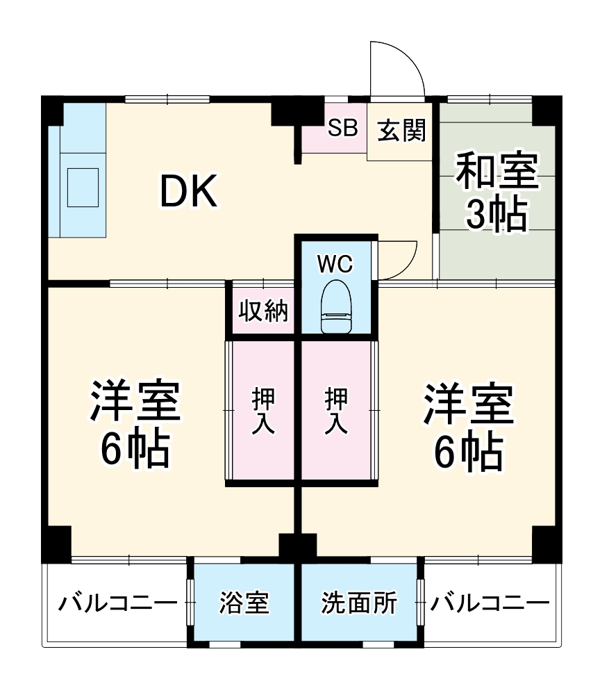 ビレッジハウス向ヶ丘6号棟の間取り