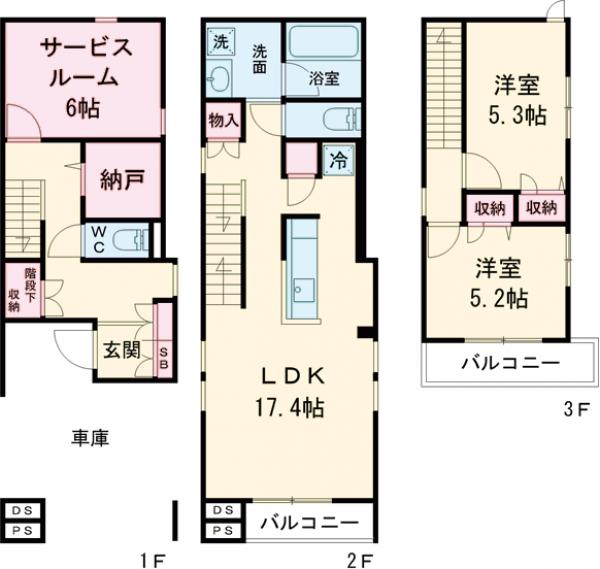 練馬区中村3丁目戸建B棟の間取り