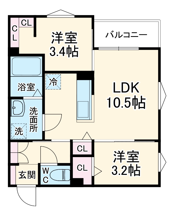 田川北の完工年月(2026年3月)築の賃貸アパートの間取り