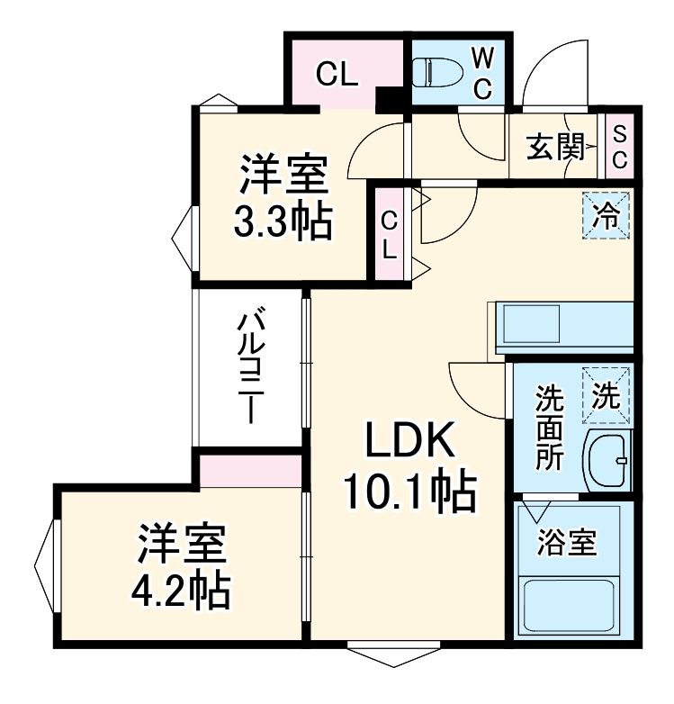 田川北の完工年月(2026年3月)築の賃貸アパートの間取り