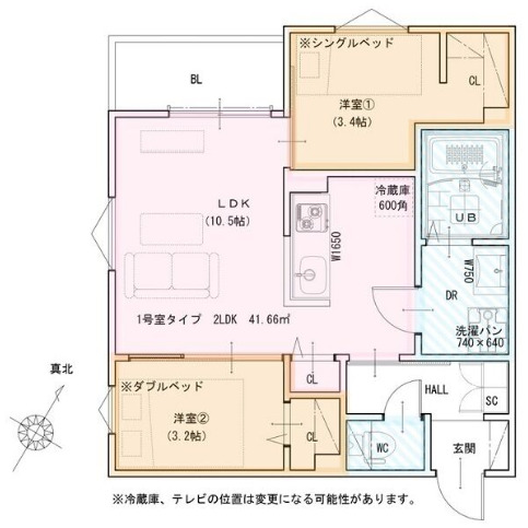 田川北の完工年月(2026年3月)築の賃貸アパートの間取り