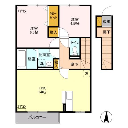 プリムヴェール上並榎 Aの間取り