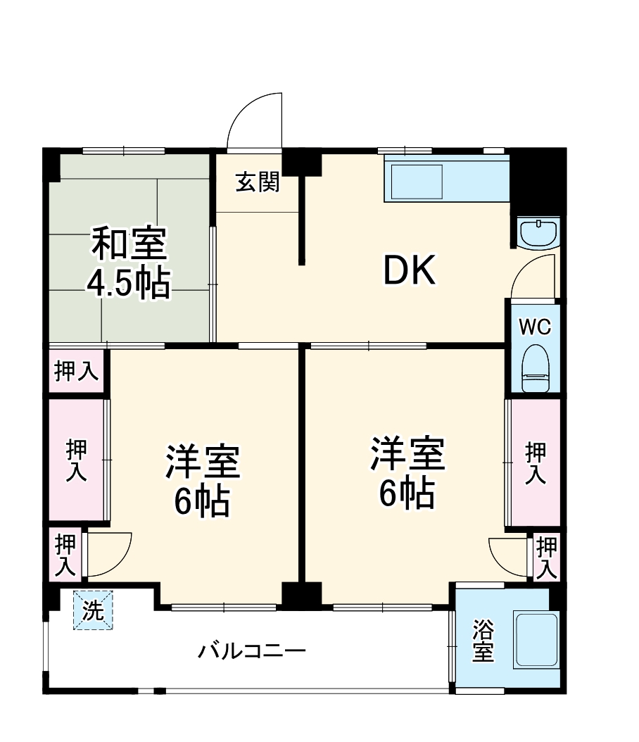 ビレッジハウス栗ヶ沢2号棟の間取り
