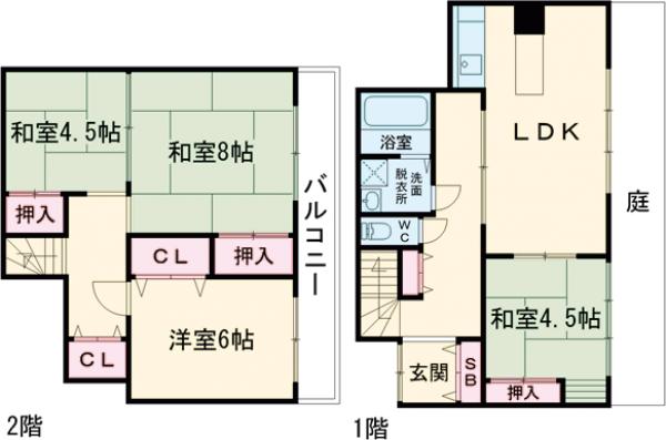龍安寺衣笠貸家の間取り