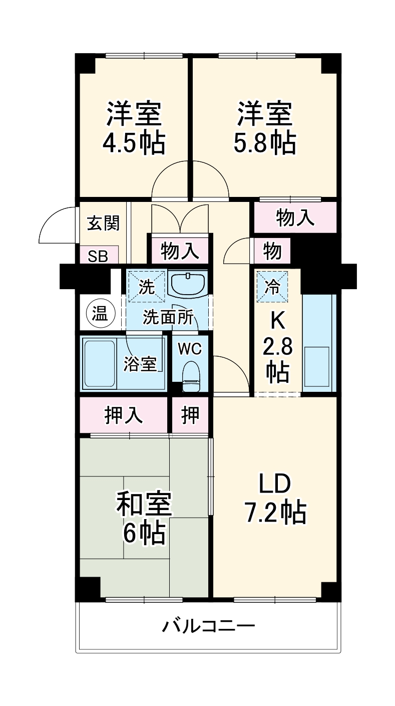 ルネ春日部7号棟の間取り