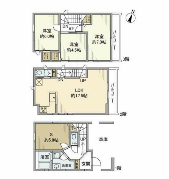 下平間戸建の間取り