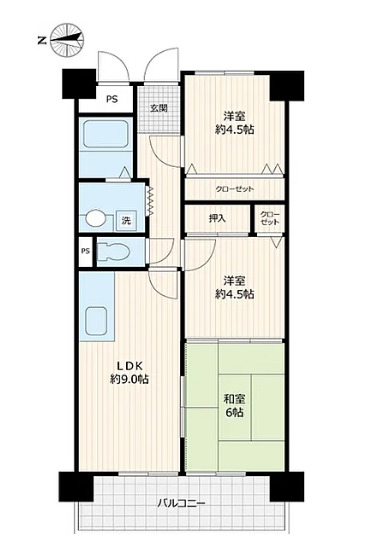郷地町の完工年月(1994年10月)築の賃貸マンションの間取り